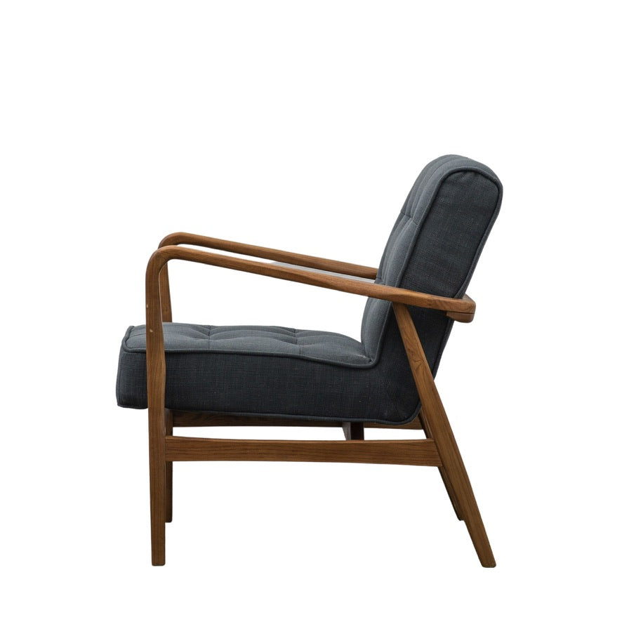 Ronson Mid Century Armchair with solid oak frame and grey weave upholstery | MalletandPlane.com