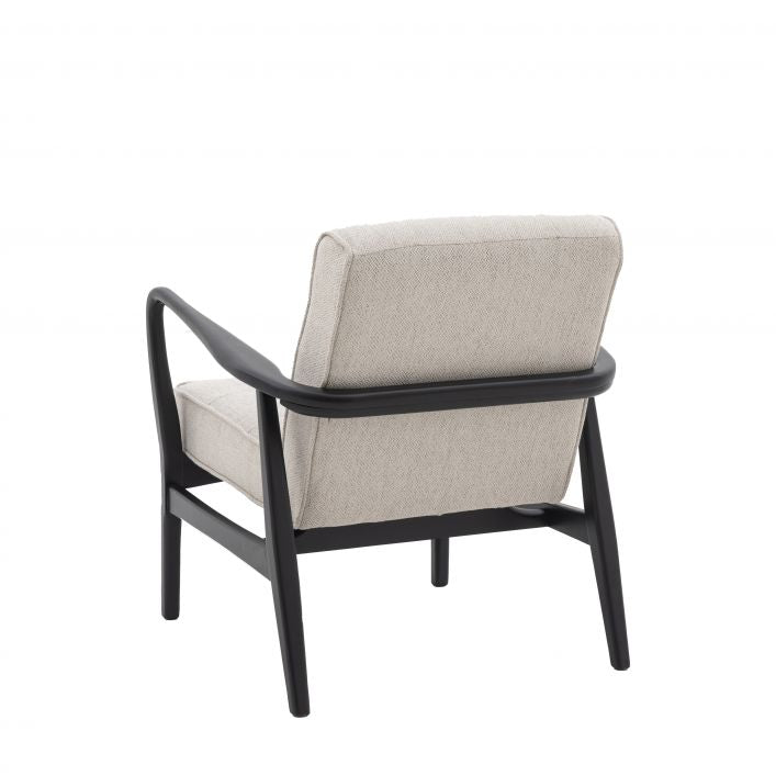 Ronson Mid Century Armchair with black solid oak frame and natural weave upholstery | MalletandPlane.com