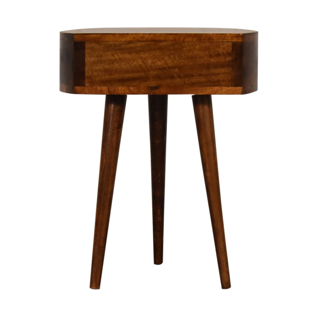 Crescent Bedside Table in Deep Chestnut with 1 x Drawer  | malletandplane.com