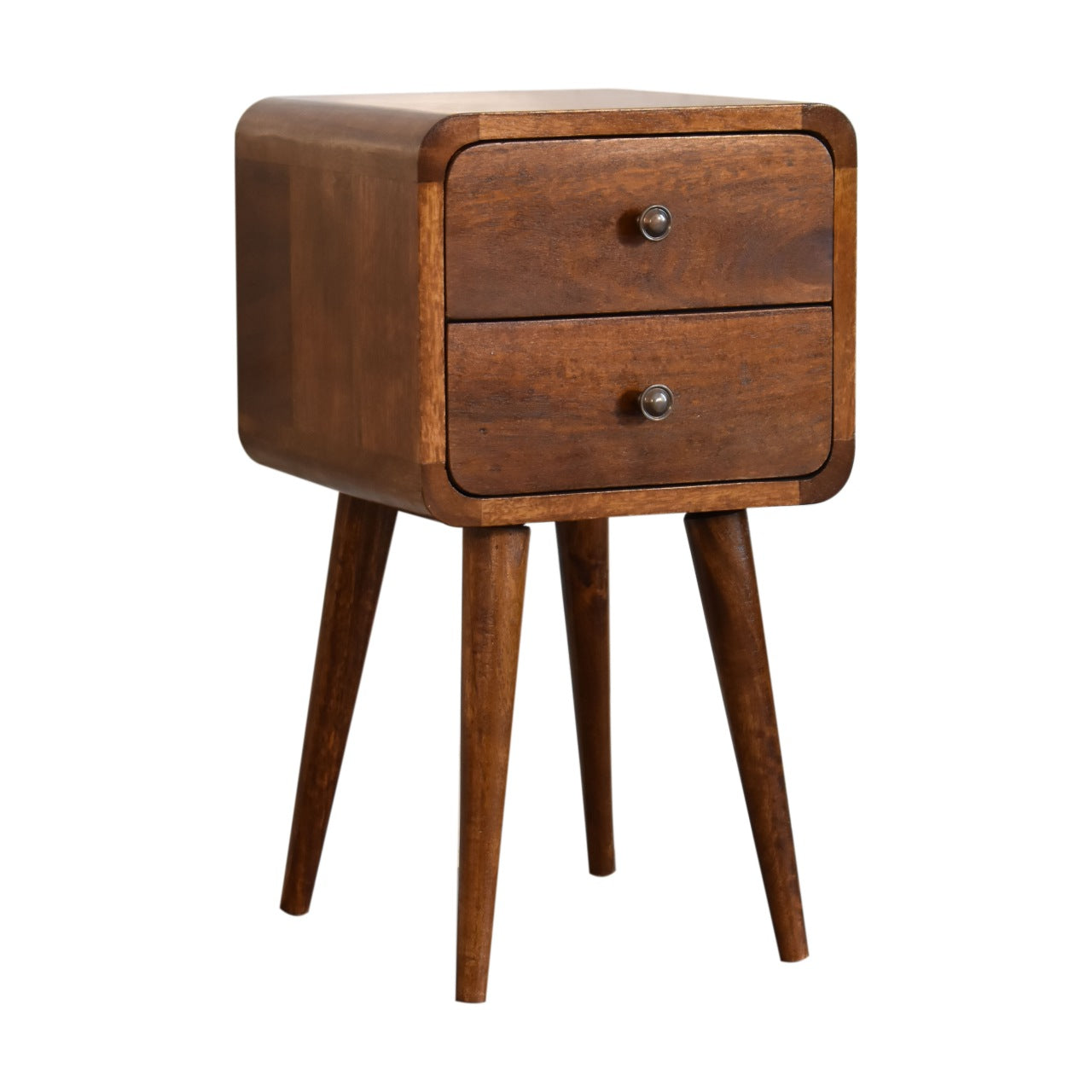 Century Handmade Solid Wood 2 drawer chestnut narrow bedside table | malletandplane.com