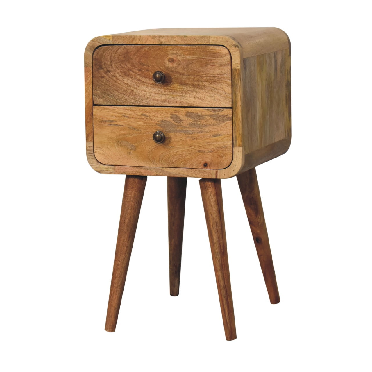 Modal handmade oak-ish 2 drawer narrow bedside table | malletandplane.com