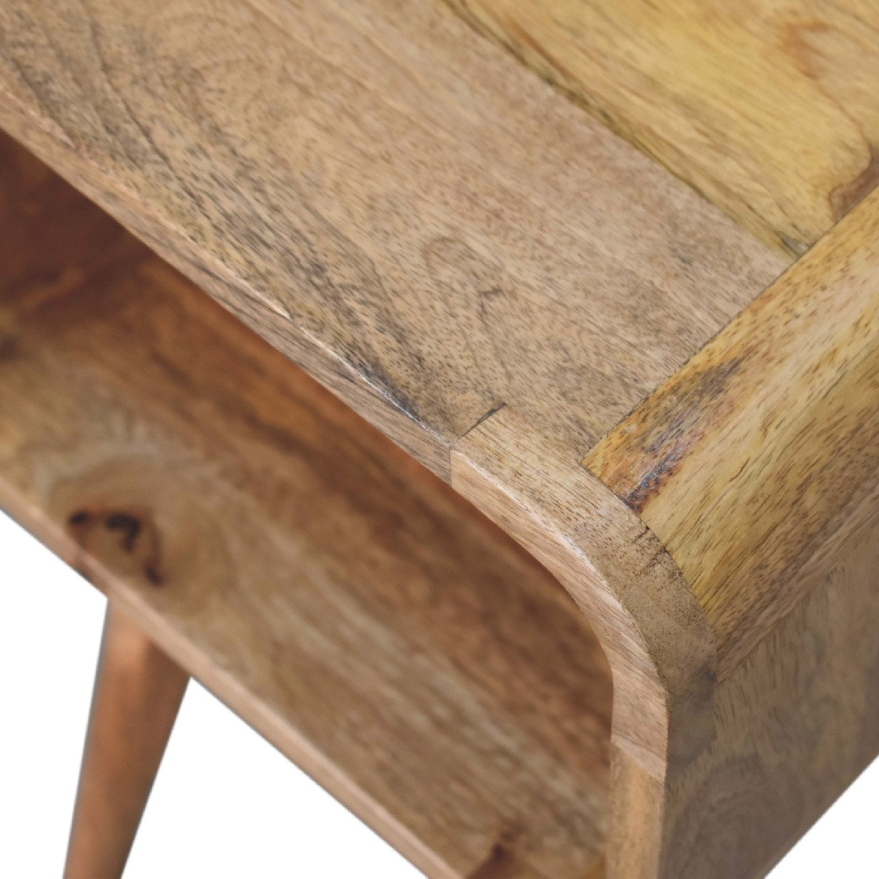 KIGA Minimalist Compact Open-Slot Solid Wood Oak-ish Bedside Table  | MalletandPlane.com