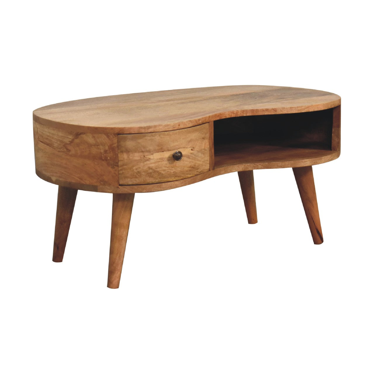Brooklyn Solid Wood Curved Natural Oak-ish Coffee Table | MalletandPlane.com