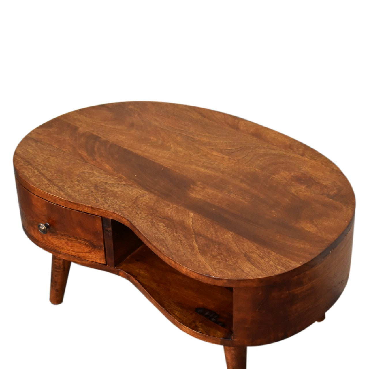 Mini Brooklyn solid wood coffee table in deep chestnut finish | malletandplane.com