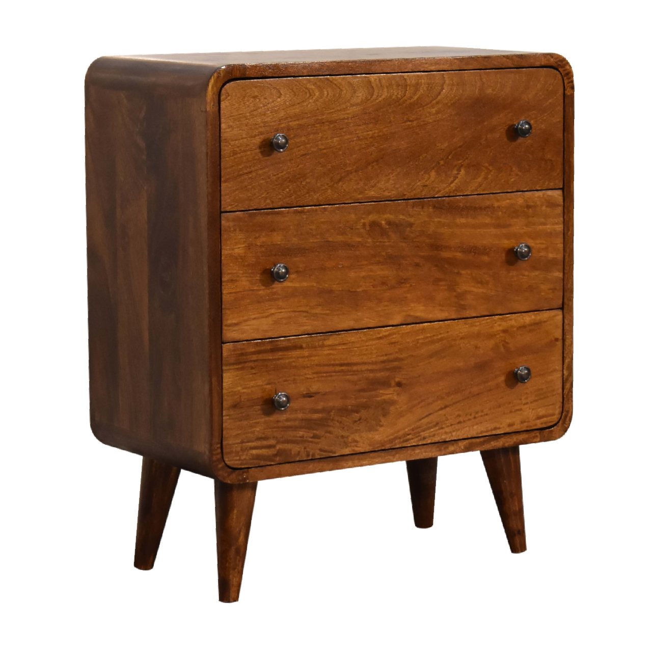 Mini Century Solid Wood Compact Chest of Drawers in Deep Chestnut finish | Malletandplane.com