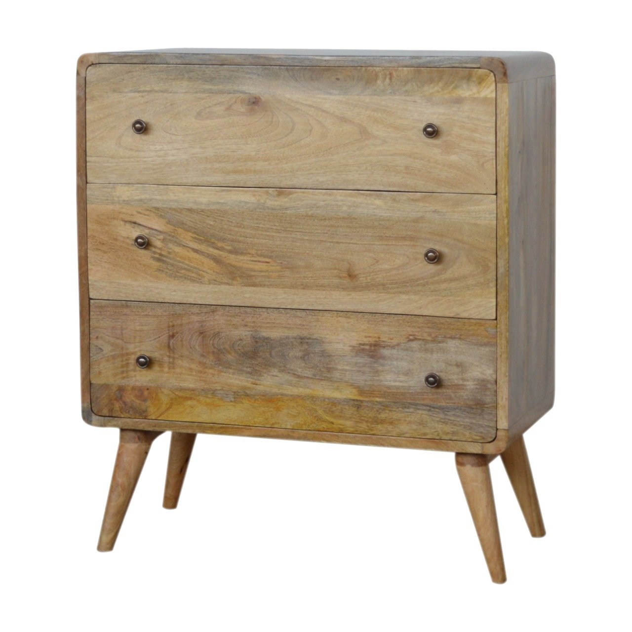 Modal Handmade solid wood chest of 3 drawers in an oak-ish natural finish | malletandplane.com