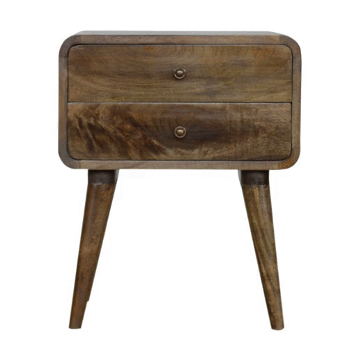 Clapham Handmade Solid Wood Bedside Table with 2 drawers and a subtle grey washed finish | malletandplane.com