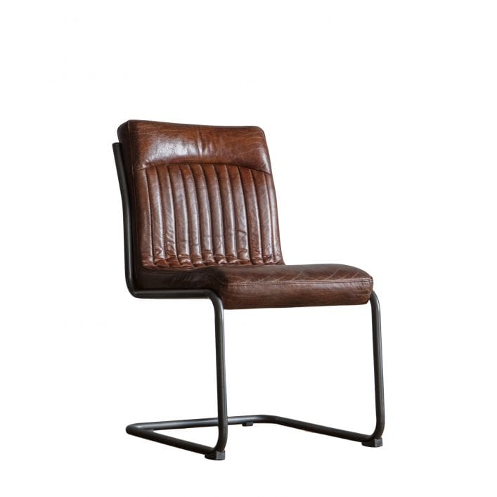 Capri Dining Chair in Brown Vintage Top Grain Leather | MalletandPlane.com