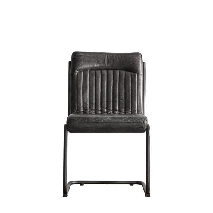 Capri Dining Chair in Ebony Vintage Top Grain Leather | MalletandPlane.com
