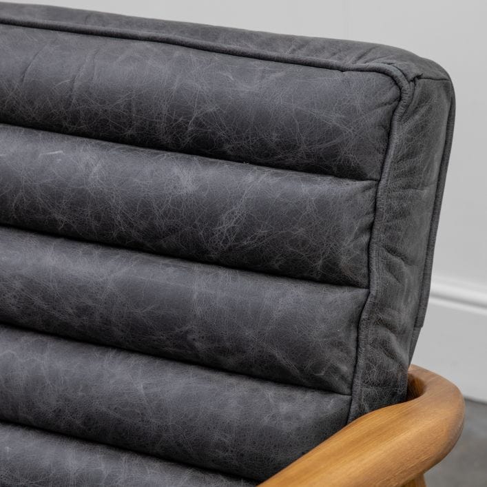 Marcus Armchair in top grain ebony leather with a solid oak frame | MalletandPlane.com