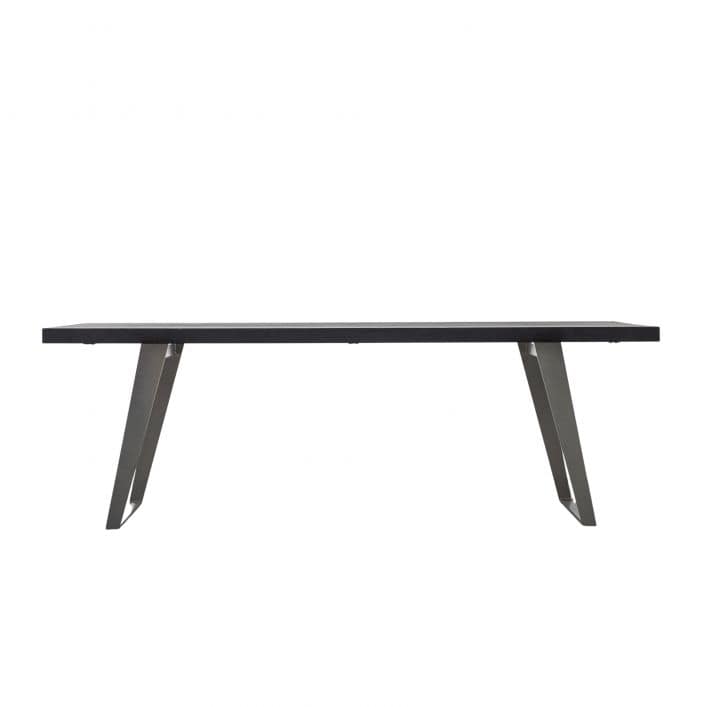 Pimlico Dining Table in Black Stained Solid Acacia with Silver Metal Angular Legs | MalletandPlane.com
