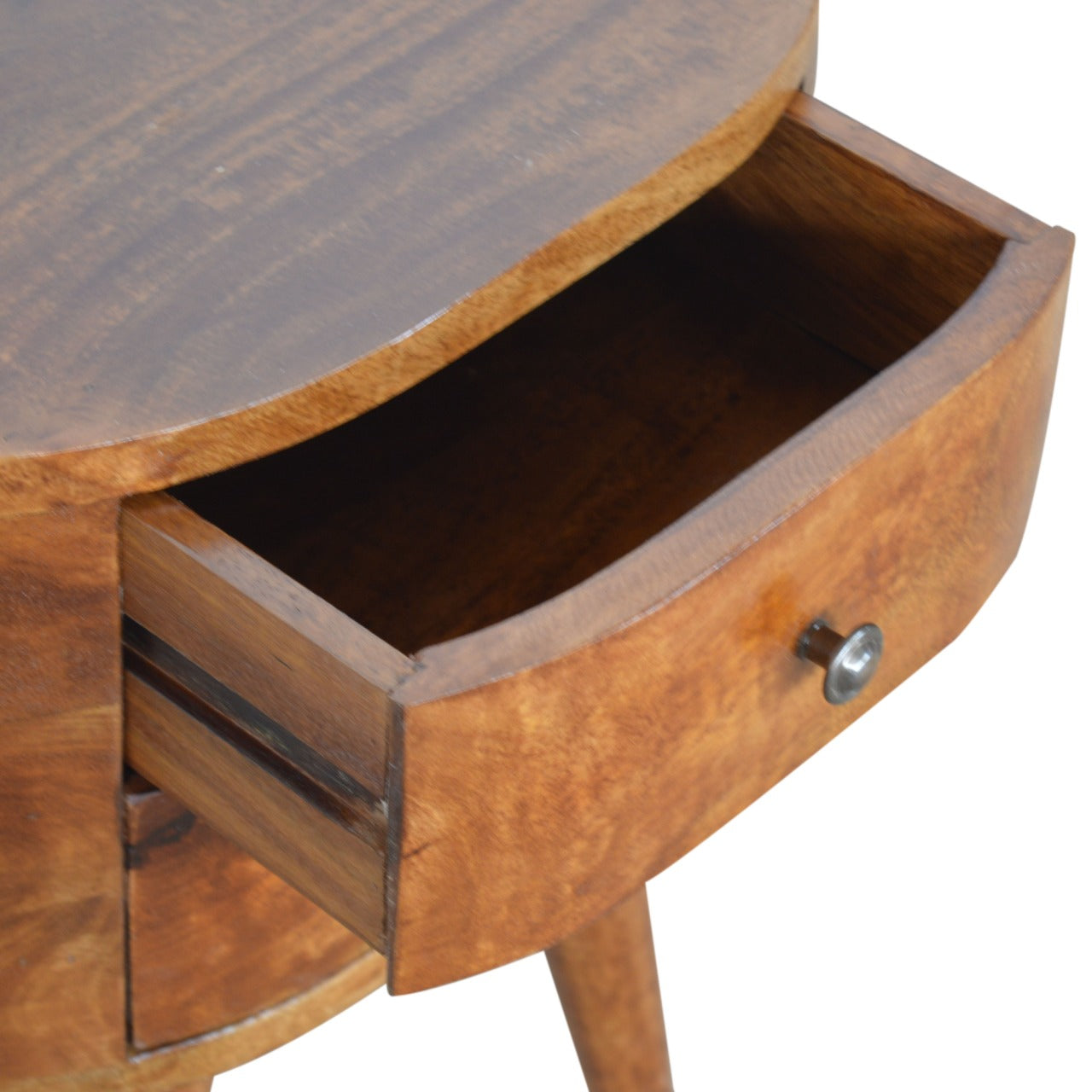 Regent Handmade Solid Wood Bedside Table with 2 Drawers in Deep Chestnut Finish  | malletandplane.com