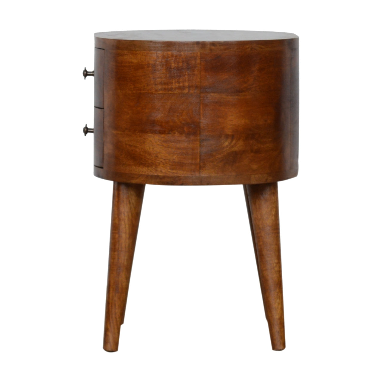 Regent Handmade Solid Wood Bedside Table with 2 Drawers in Deep Chestnut Finish  | malletandplane.com